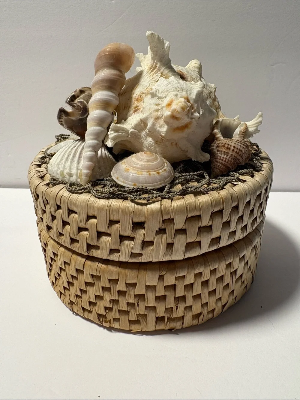 Natural Woven Shell coaster Box - Beige